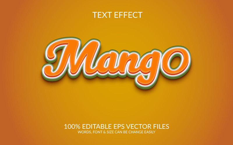 Mango 3D Editable Vector Eps Plantilla de efecto de texto