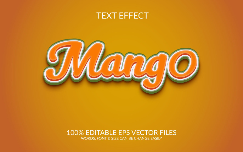 Modelo de Efeito de Texto Eps Vetorial Editável Mango 3D