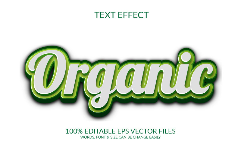 Organiczny 3d w pełni edytowalny efekt tekstowy
