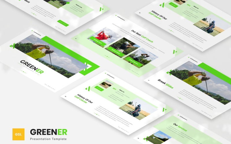 Plus vert - Modèle Google Slides de golf