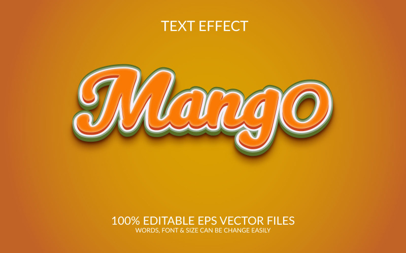 Шаблон текстового эффекта Mango 3D Editable Vector Eps