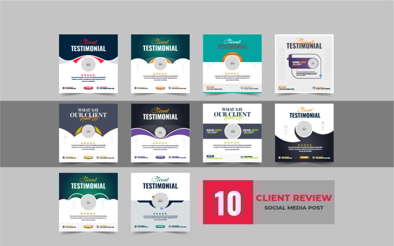 Creative customer feedback or Review social media post template layout
