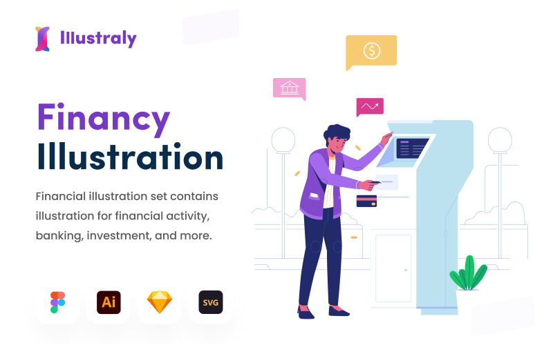 Finans - Finansiell Illustration Set