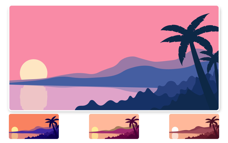 Illustration vectorielle de paysage océanique