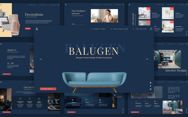 Modèle Google Slides de design d'intérieur Balugen
