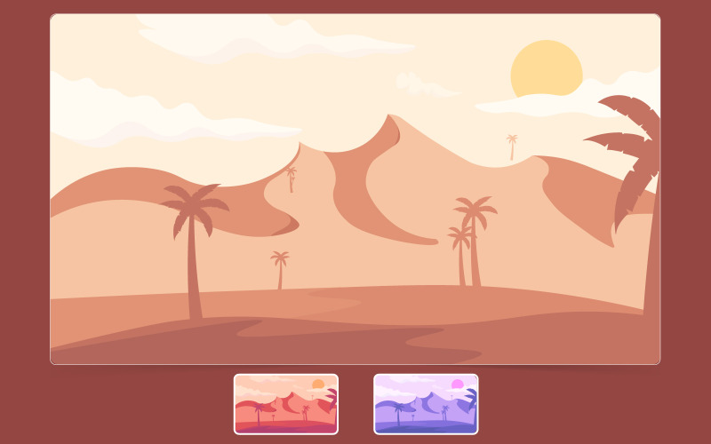 Pacote de ilustração vetorial de paisagem de deserto