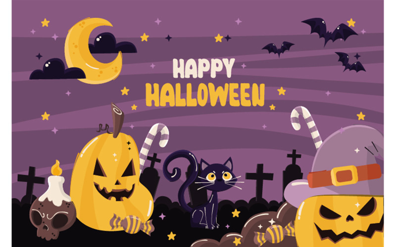 Ručně tažené ploché Halloween pozadí obrázku