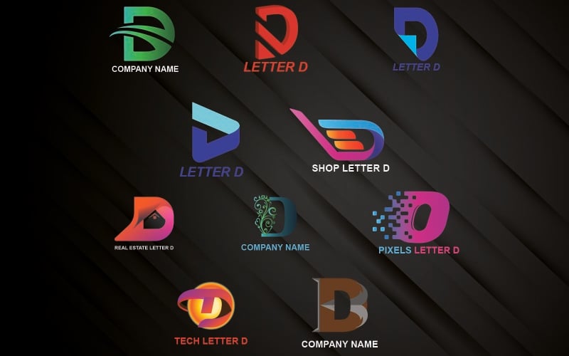 Šablona loga písmene D pro všechny společnosti a značky