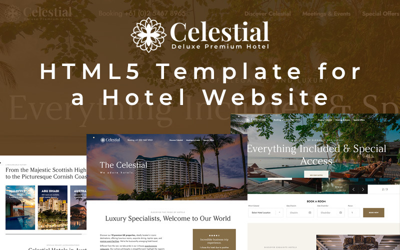 Celestial – шаблон веб-сайту готелів HTML5