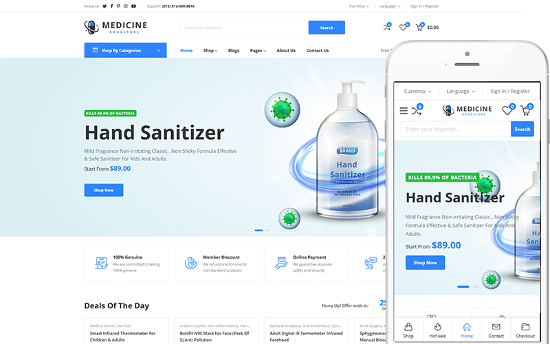 Geneeskunde - Apotheek, medische en schoonheidswinkel WooCommerce WordPress-thema