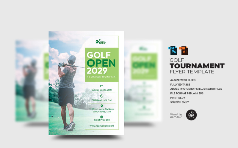 Golfverseny szórólap sablon_