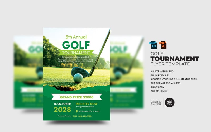 Golfverseny szórólap sablon-