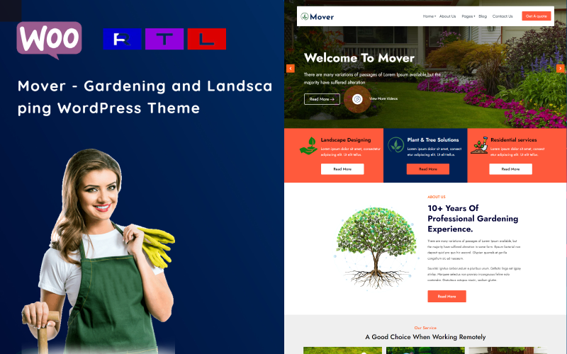 Mover – тема WordPress для садівництва та озеленення