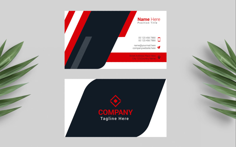 Plantilla de diseño de tarjeta de visita de color rojo
