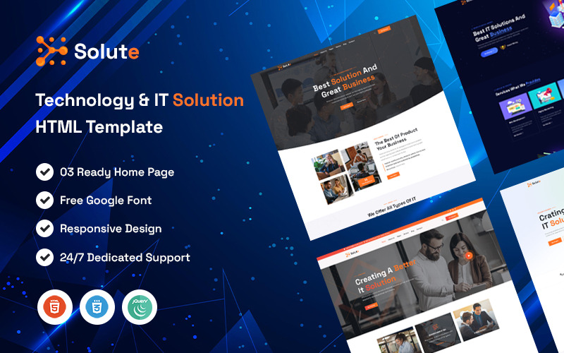Solute – HTML5-шаблон для технологій та ІТ-рішень