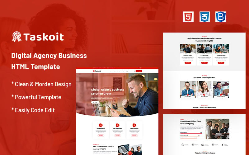 Taskoit – Digitális Ügynökség üzleti webhelysablonja