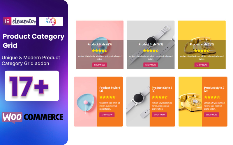 WooCommerce 产品类别 Elementor 的网格 WordPress 插件
