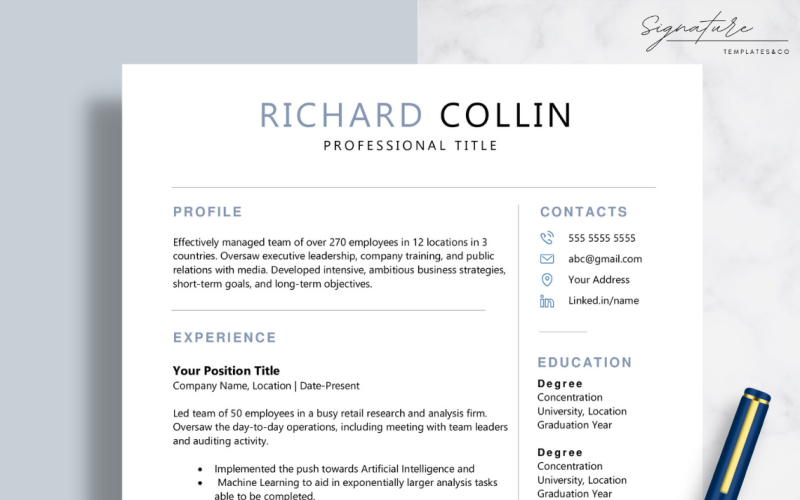 Professional Minimalist Resume Template - TemplateMonster