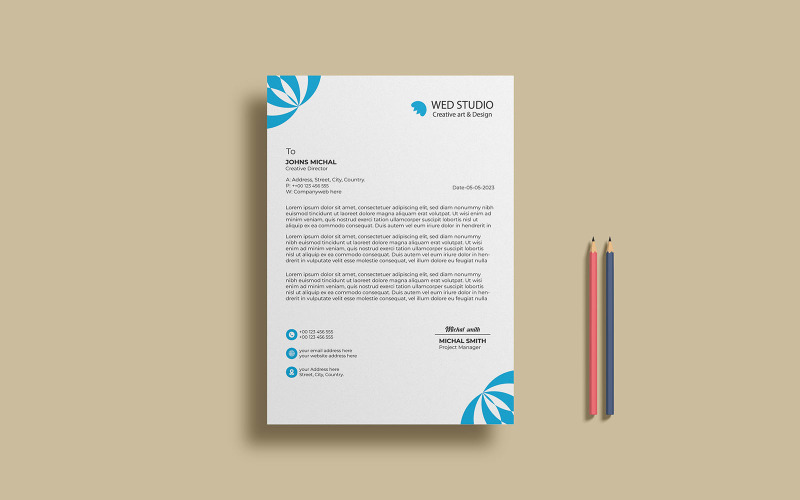 Briefkopfvorlage im minimalistischen Design