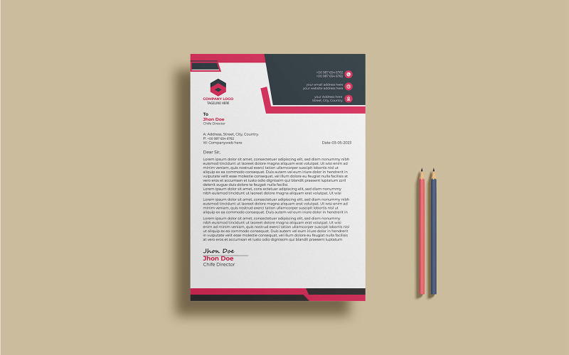 Korporacyjny i minimalistyczny projekt papieru firmowego