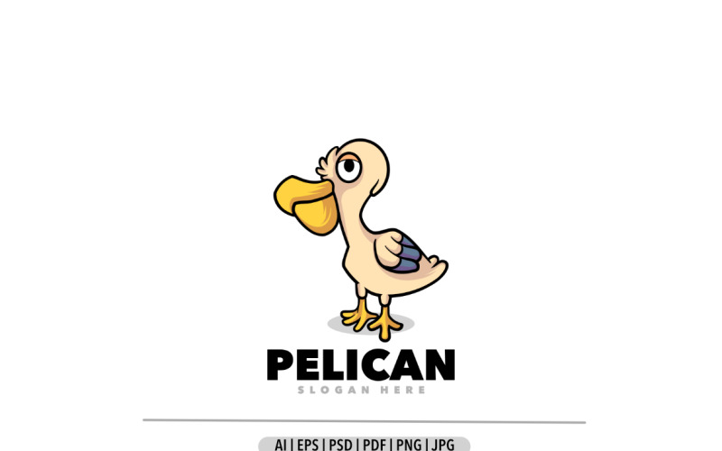 Logo de mascotte de dessin animé oiseau pélican