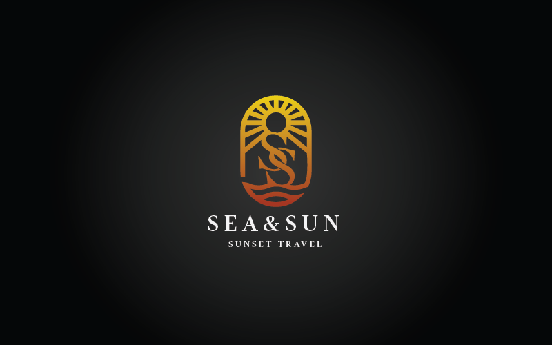 Modello di logo Sea and Sun Letter S Pro