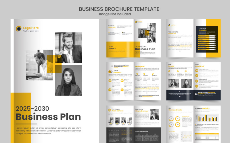 Modelo de brochura minimalista de plano de negócios com ida moderna