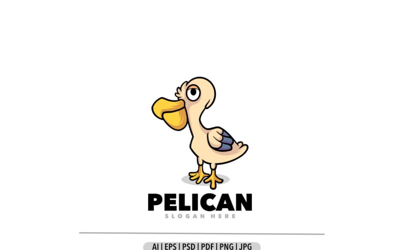 Pelican bird cartoon mascot logo