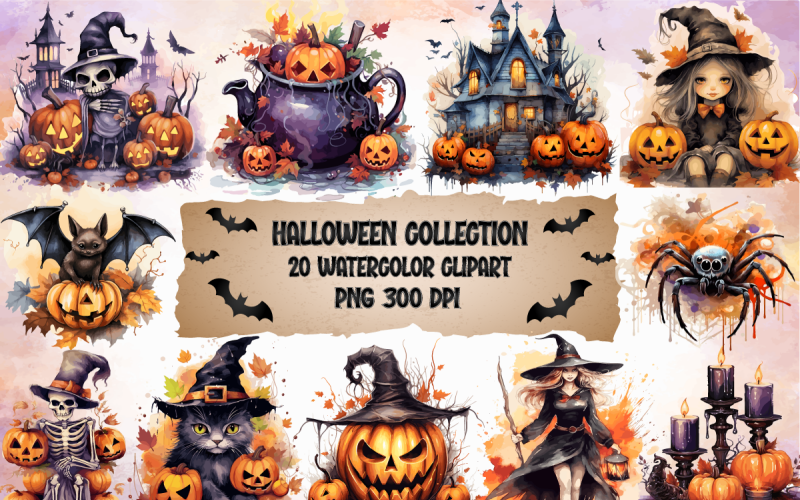 Halloweenský sublimační balíček klipartů