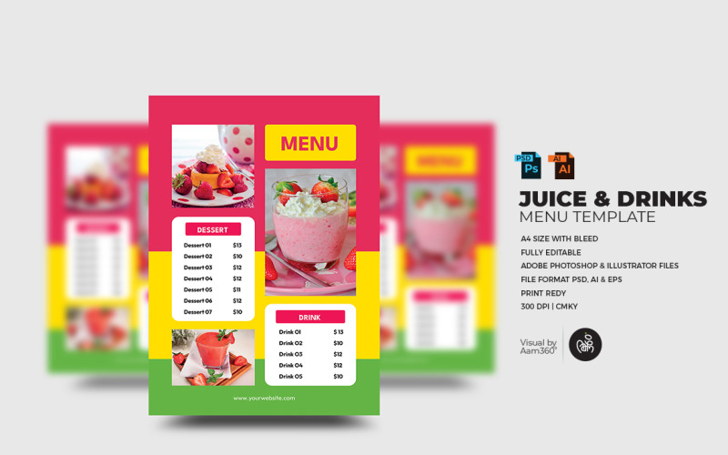 Juice & Drinks menü szórólap sablon