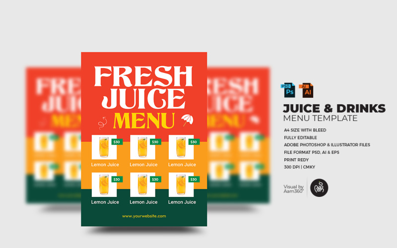 Juice & Drinks menü szórólap sablon,