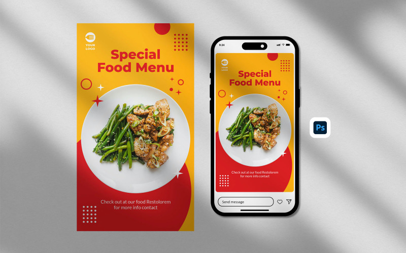 Шаблон истории Instagram - Шаблон социальной сети Instagram Story Special Food