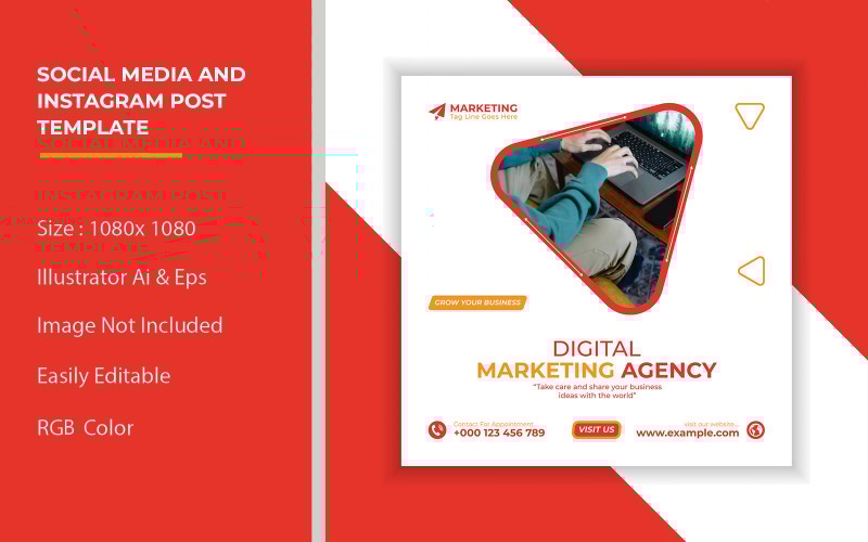 Vorlage für digitales Marketing, soziale Medien und Instagram-Posts
