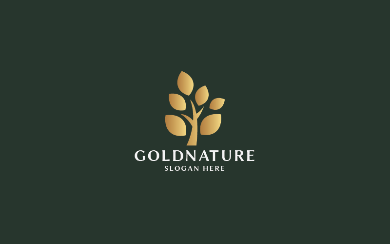 Modelli di logo Gold Nature Tree Pro