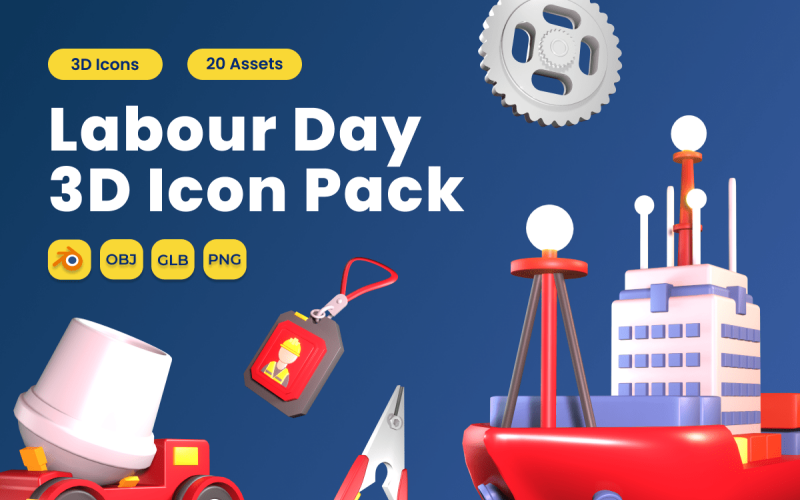 Pack d'icônes 3D de la fête du Travail Vol 4