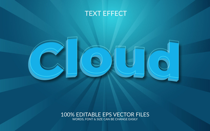 Cloud 3D w pełni edytowalny wektor Eps szablon efektu tekstowego