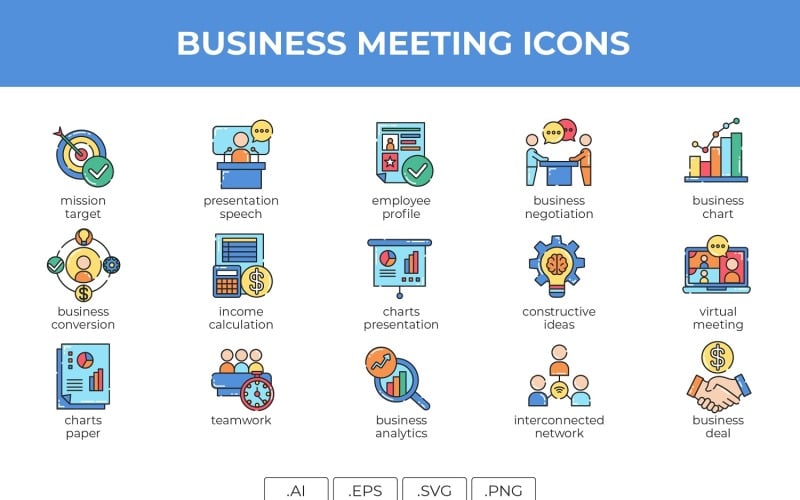 Conjunto de iconos de reunión de negocios