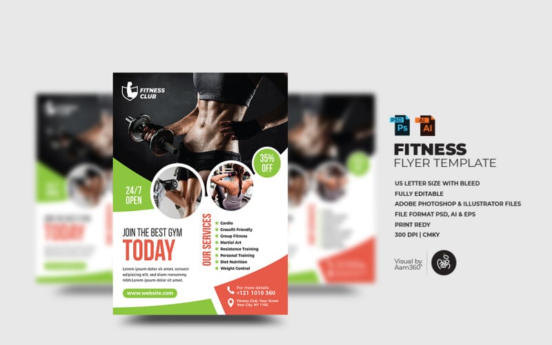 Fitness Flyer Template_V10 #351955 - TemplateMonster