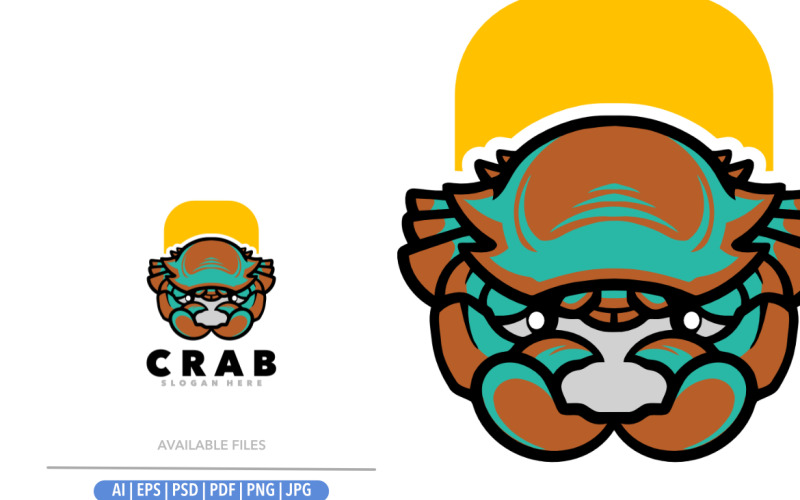 Modèle de logo de dessin animé de mascotte de crabe