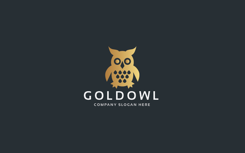 Modello di logo Gold Owl Pro