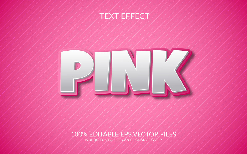 Modelo de efeito de texto EPS de vetor totalmente editável rosa 3D