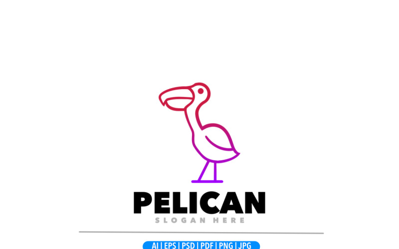 Pelican fågel linjekonst logotyp mall