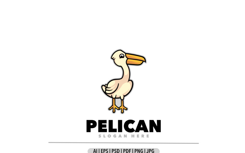 Pelikaan vogel mascotte eenvoudig ontwerp