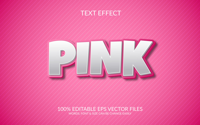 Plantilla de efecto de texto Eps vectorial totalmente editable en 3D rosa