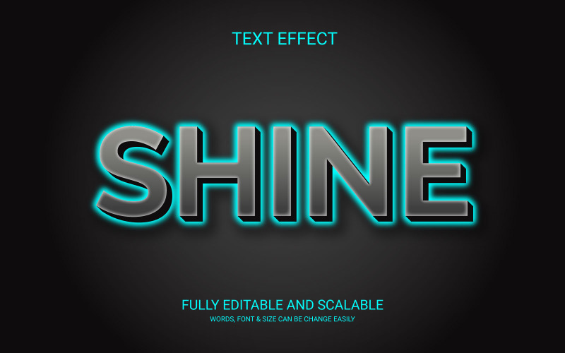 Shine 3D Editable Vector Eps Modello effetto testo