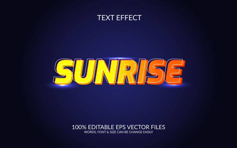 Sunrise 3D redigerbar vektor Eps texteffektmall