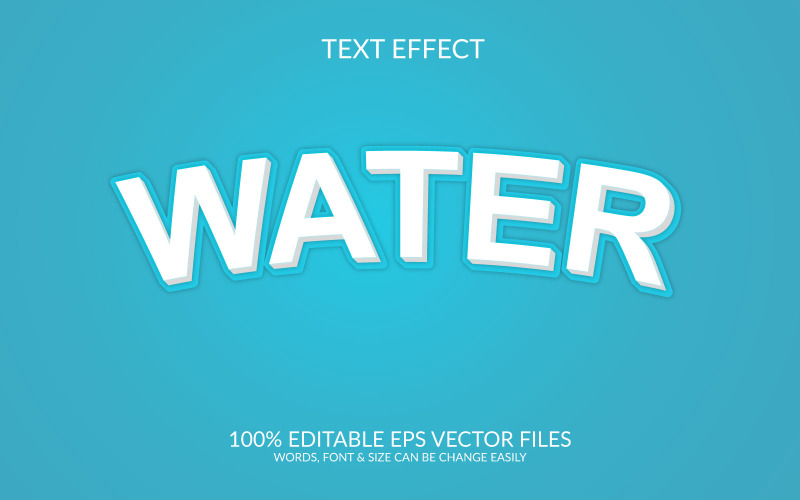 Vatten 3D redigerbar vektor Eps texteffektmall