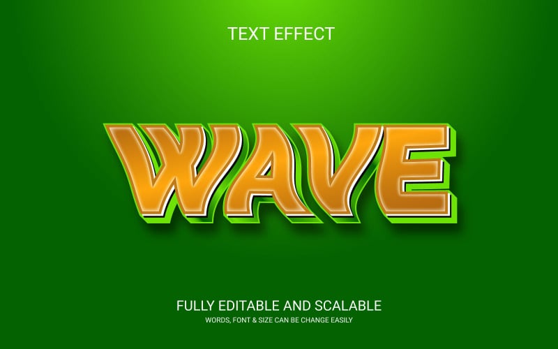 Wave 3D Editable Vector Eps Plantilla de efecto de texto