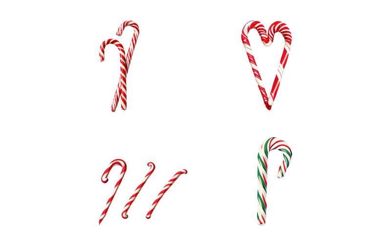 Bastões de doces de Natal em forma de coração em um fundo branco.