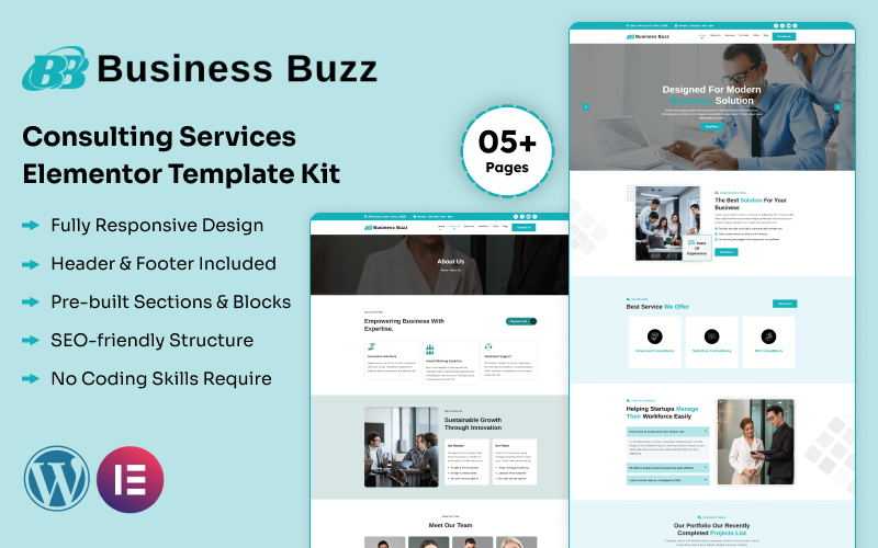 Business Buzz - Набор шаблонов Elementor для консультационных услуг